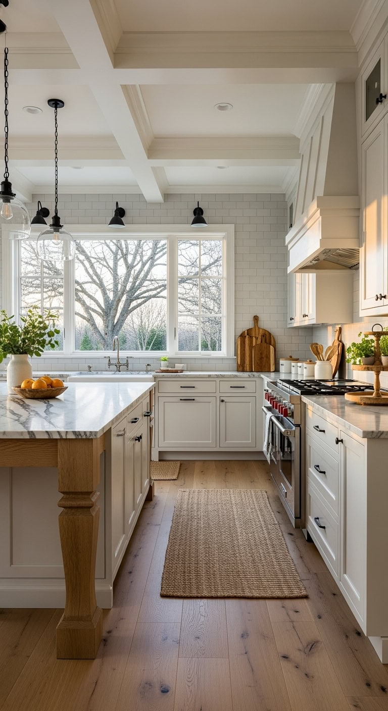 Modern farmhouse kitchen with corbels