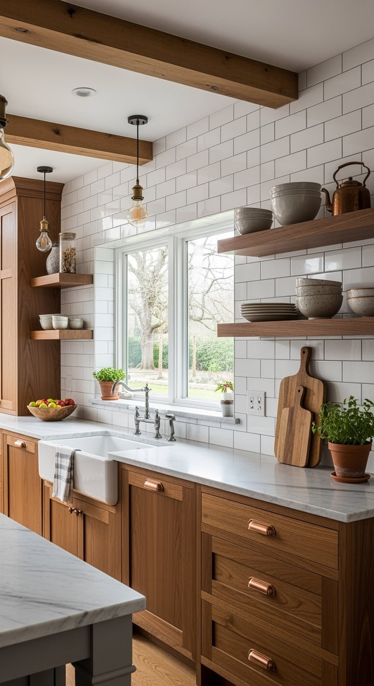 Elegant subway tile backsplash