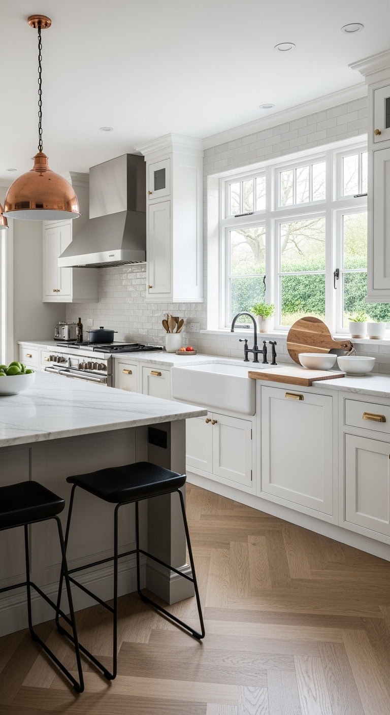 Layered metal finishes in kitchen design