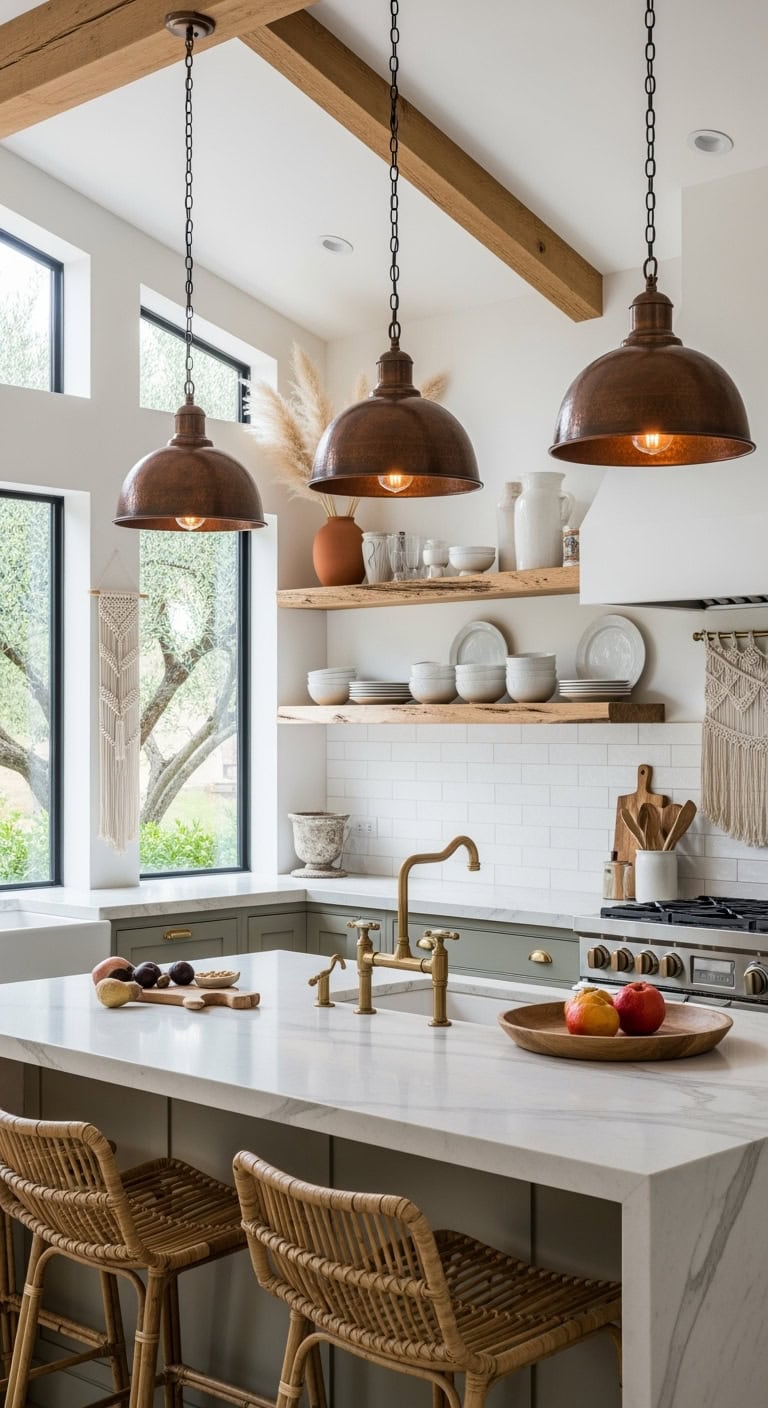 warm burnished vintage copper pendants