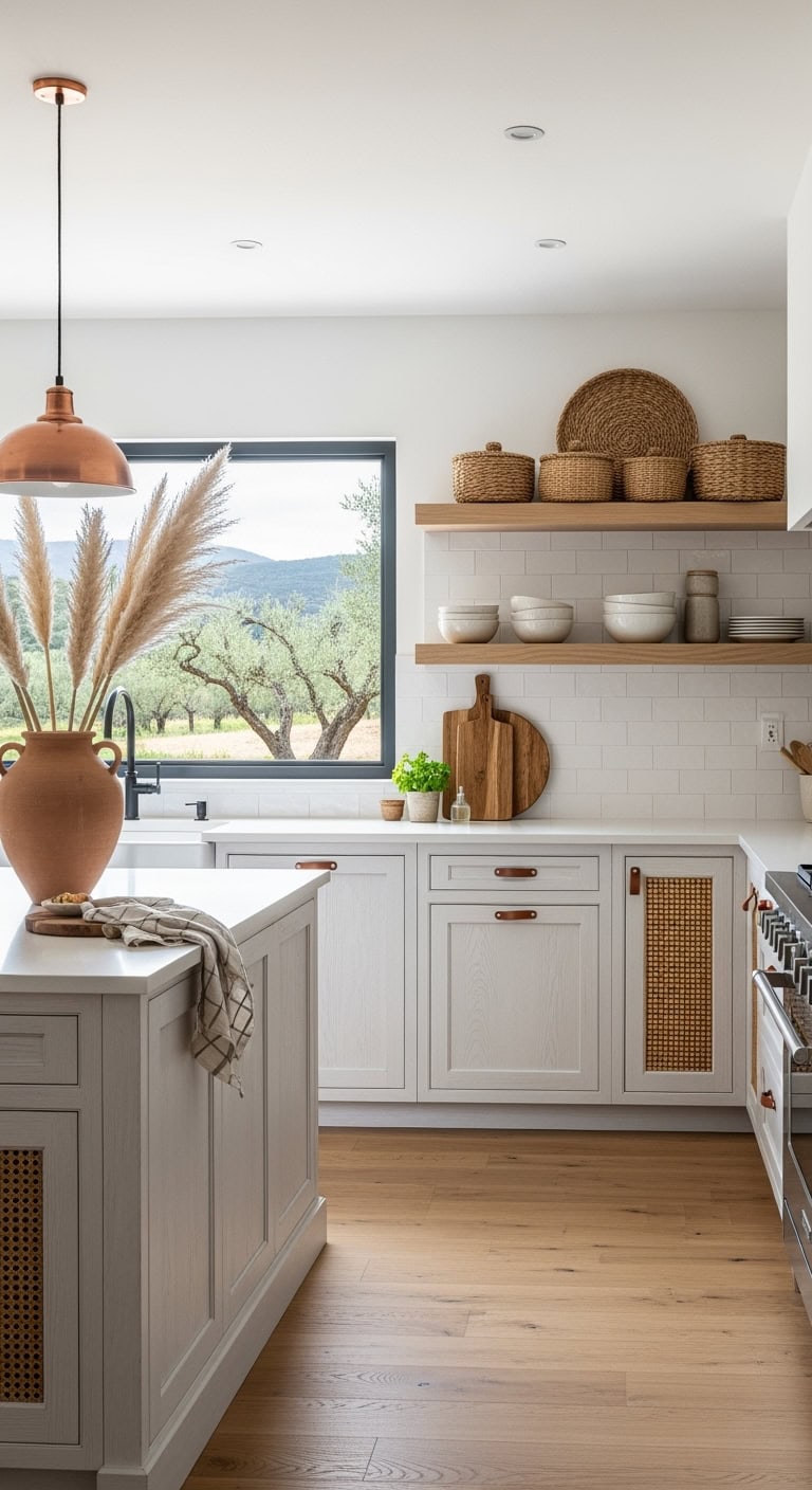 rustic boho coastal whitewashed cabinets