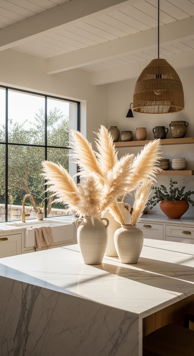 soft organic ethereal pampas grass display