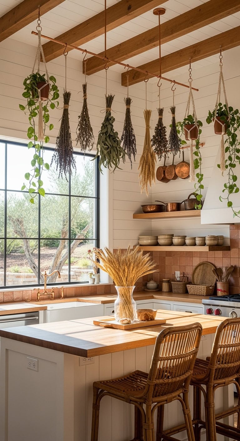 boho kitchen herb display captivating