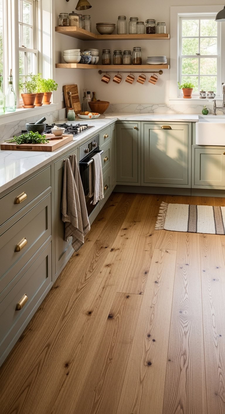 tiger-striped quarter-sawn oak kitchen floor