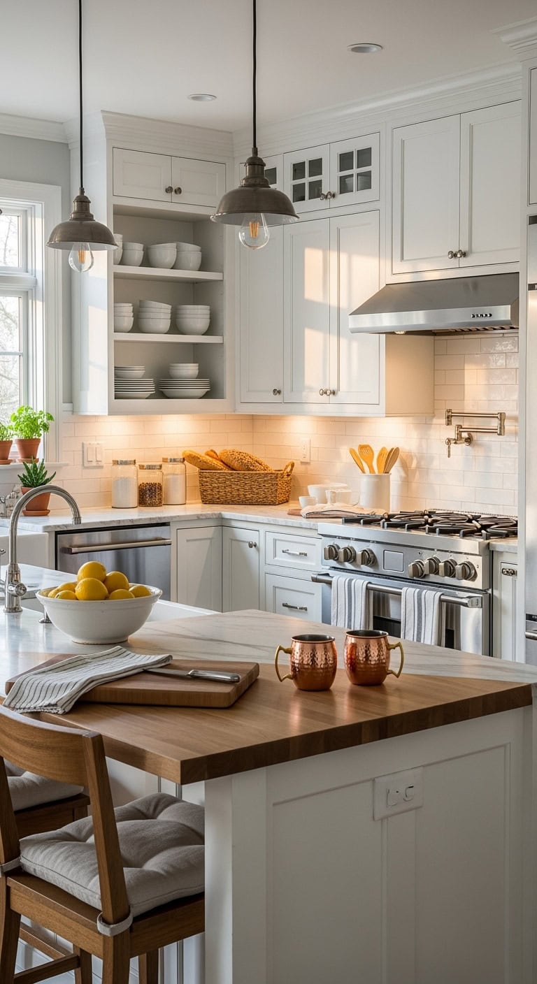 bright and elegant white shaker kitchen cabinets