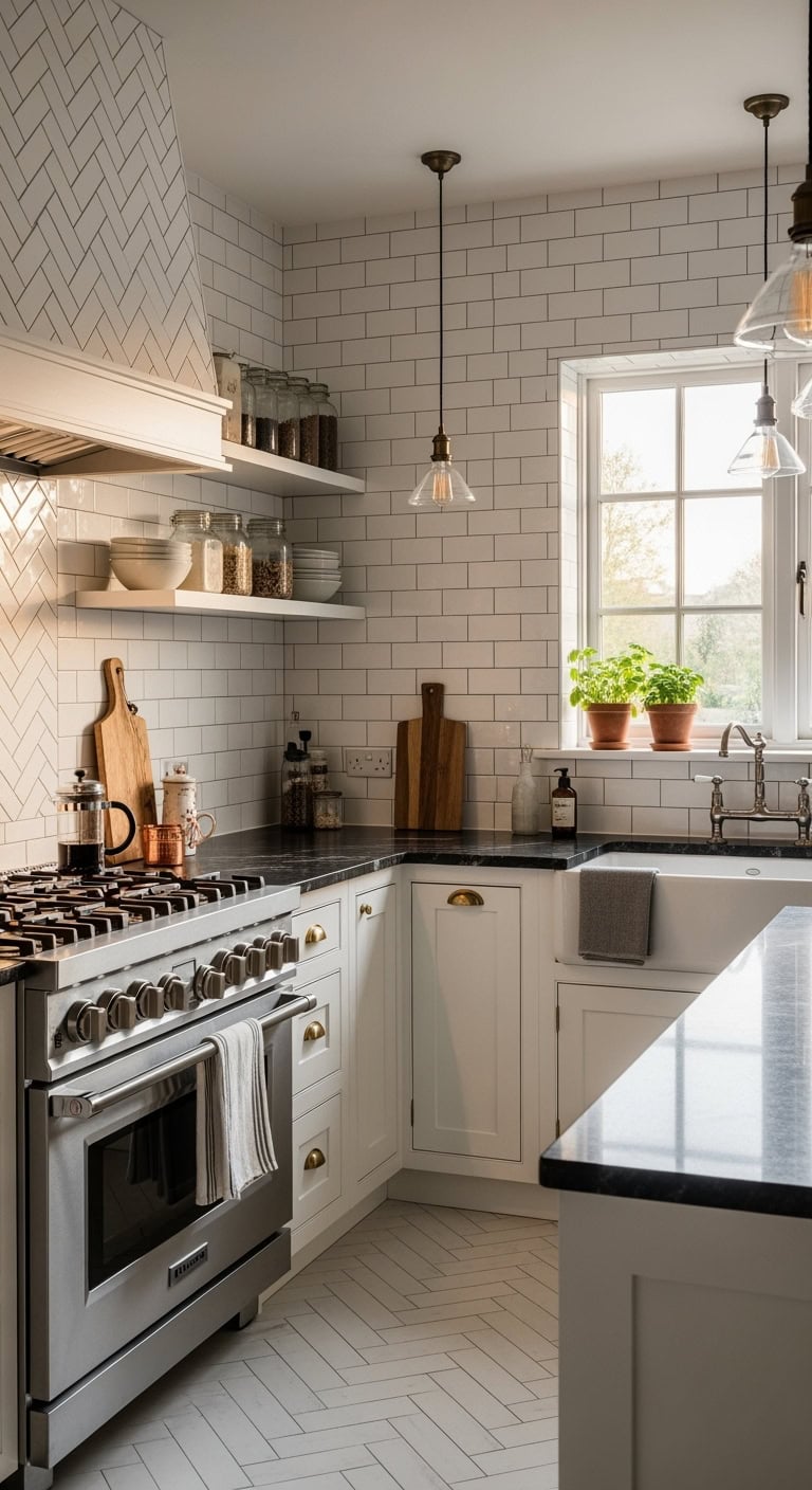 stylish subway tile backsplash