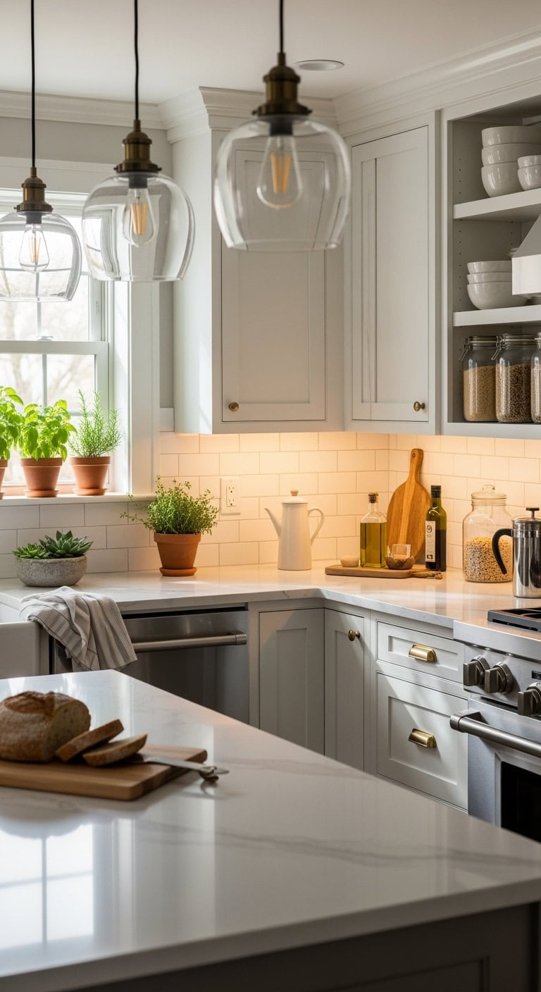 warm LED lighting under kitchen cabinets