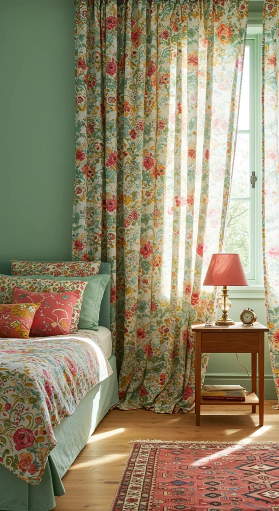 Bold patterned bedroom decor