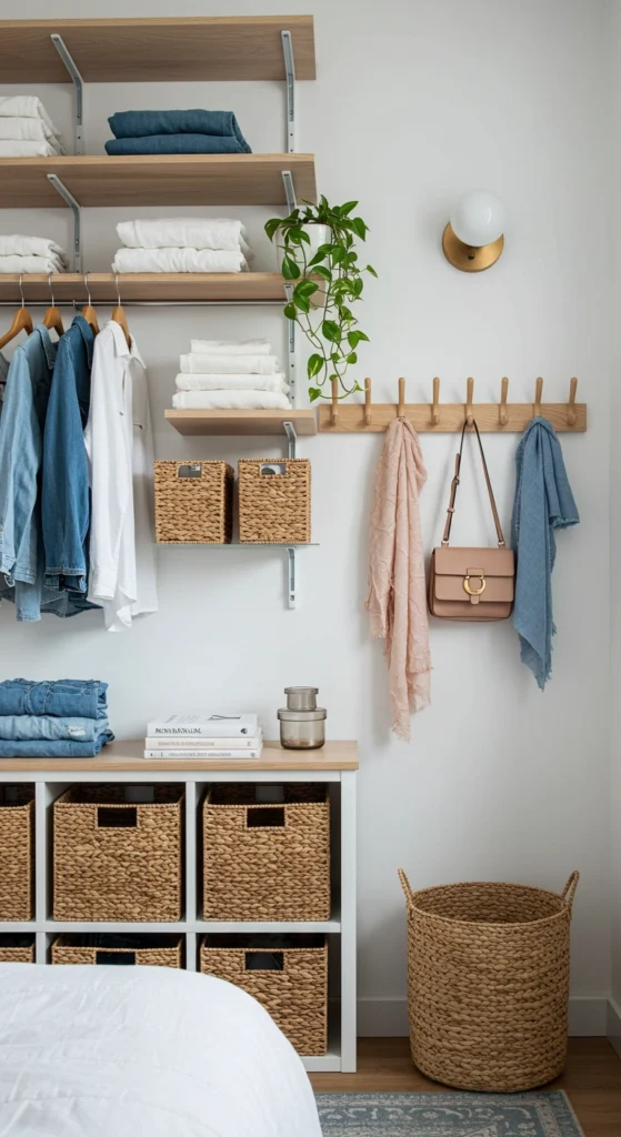 Vertical storage in bedroom