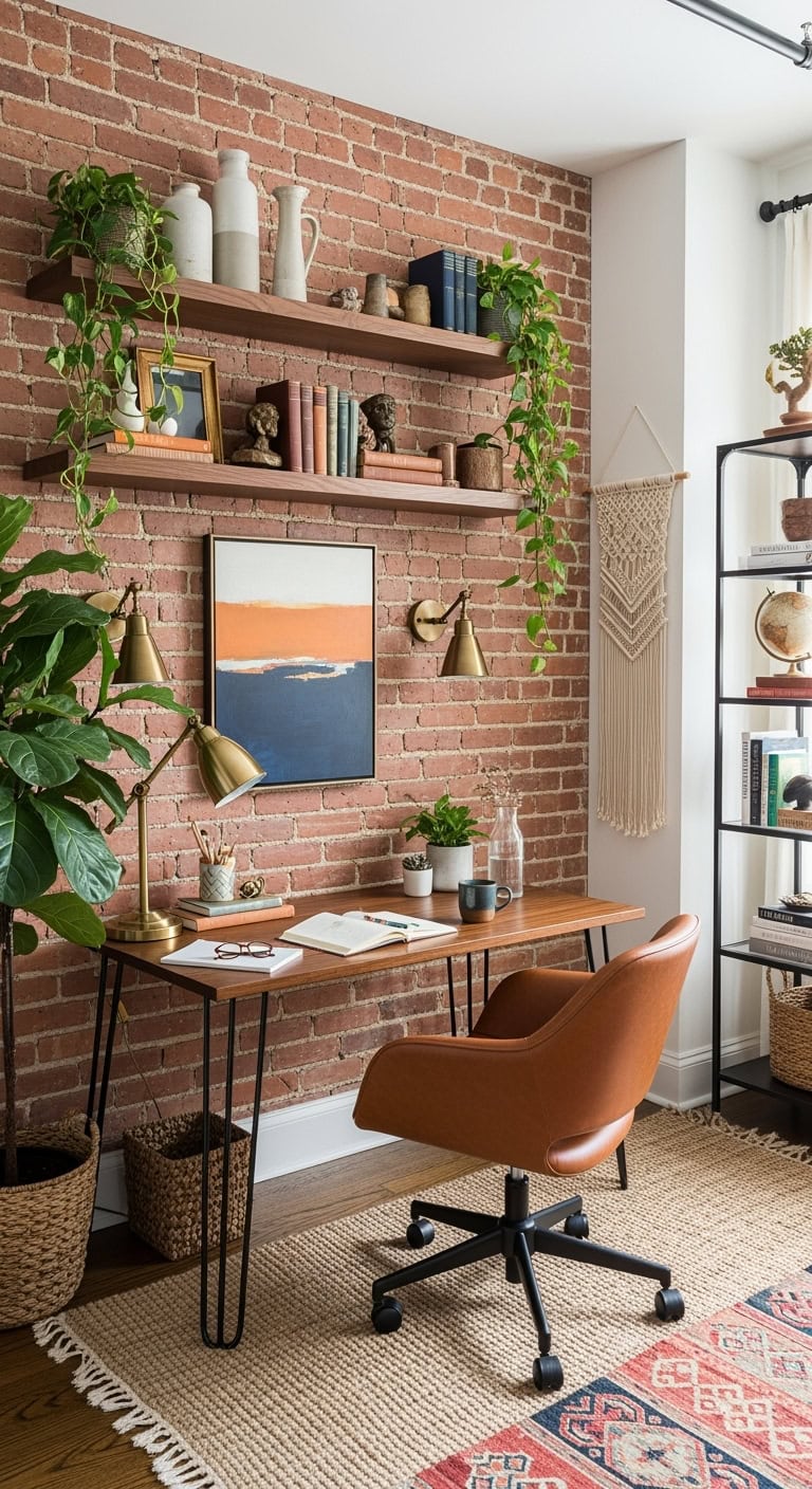 industrial chic office with brick wall