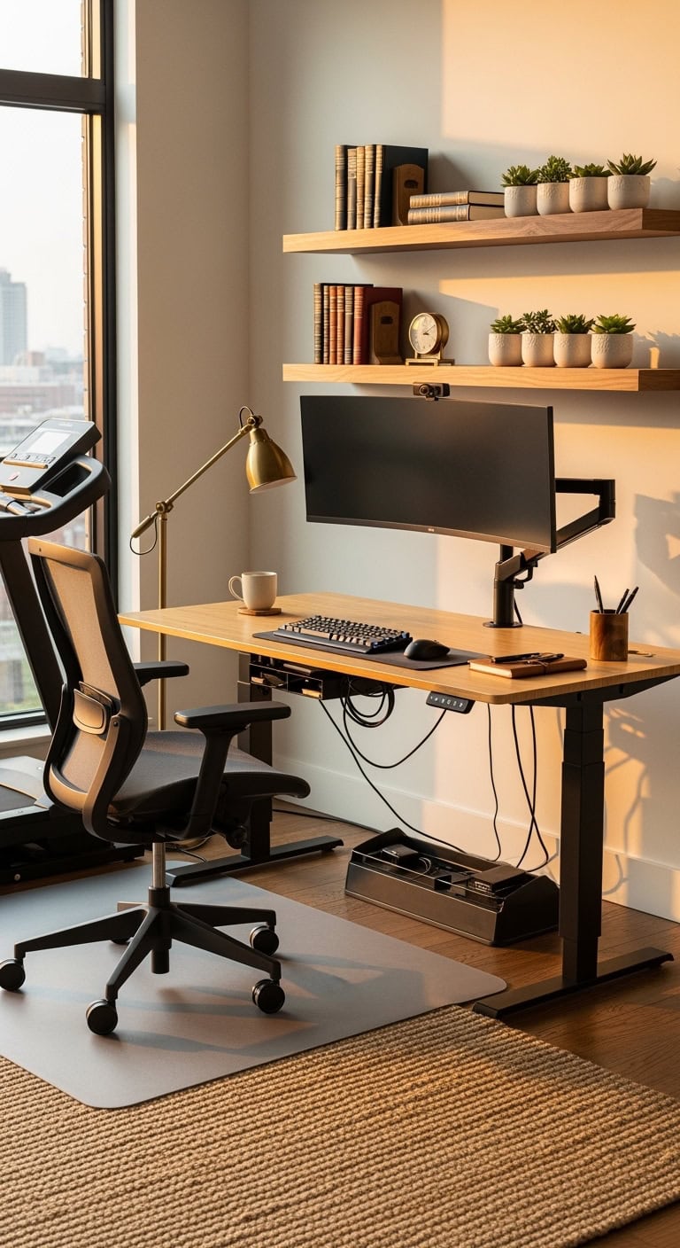 Streamlined standing desk trading setup