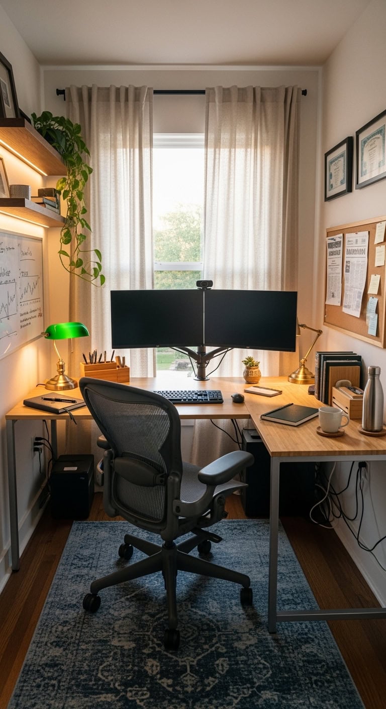 Balanced ergonomic trading workspace