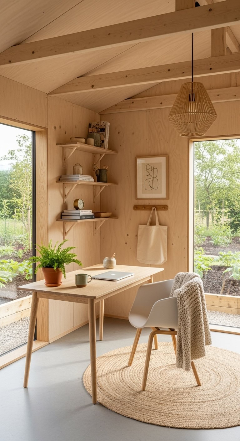 bright minimalist scandinavian garden office