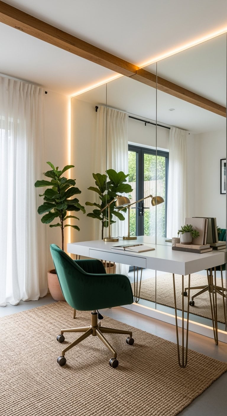 luxurious mirror-clad garden office