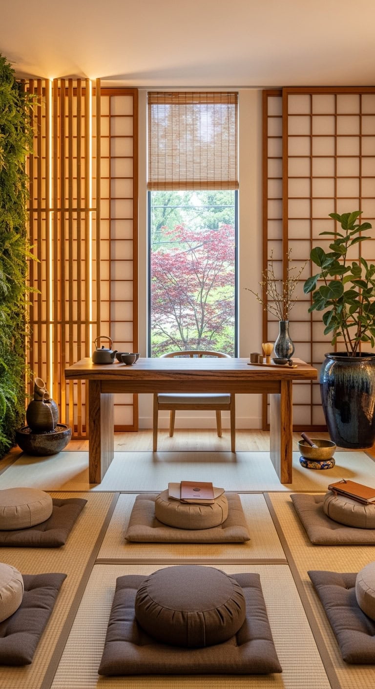 peaceful bamboo zen garden office