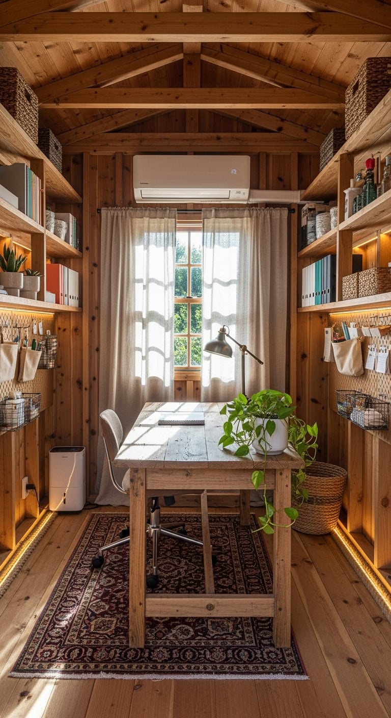 rustic converted shed office