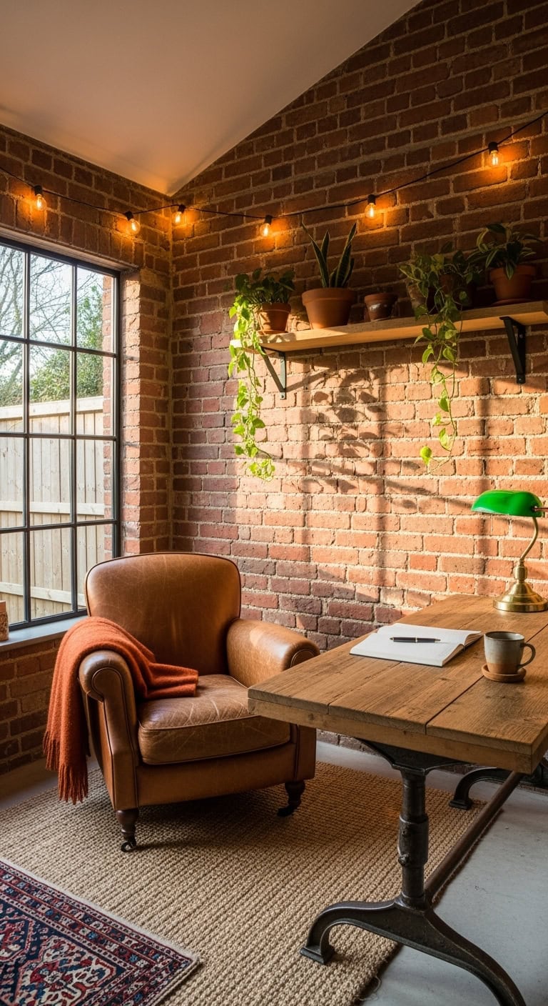 warm reclaimed brick garden office