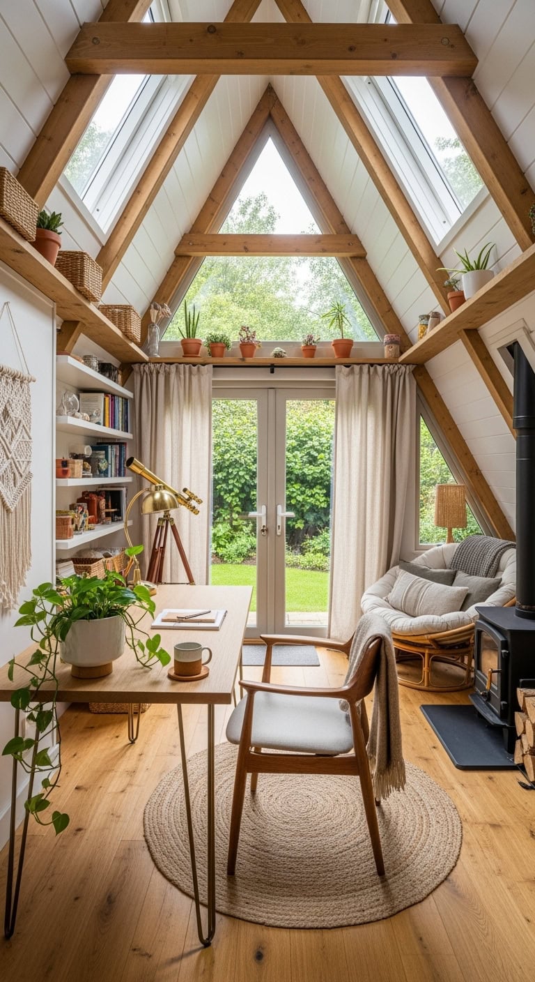 cozy triangular a-frame garden office