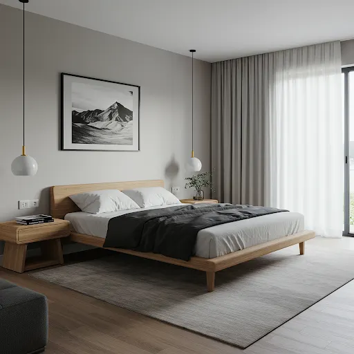 Peaceful minimalist bedroom