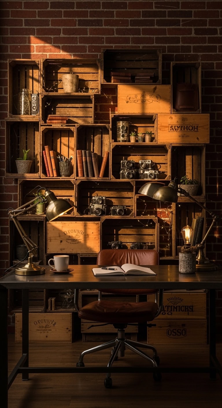 vintage crates exude rustic character