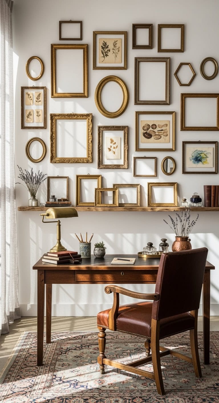 eclectic vintage frame gallery wall