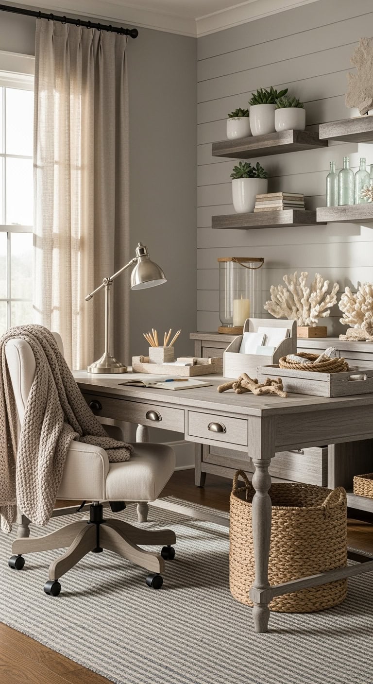Coastal driftwood gray office