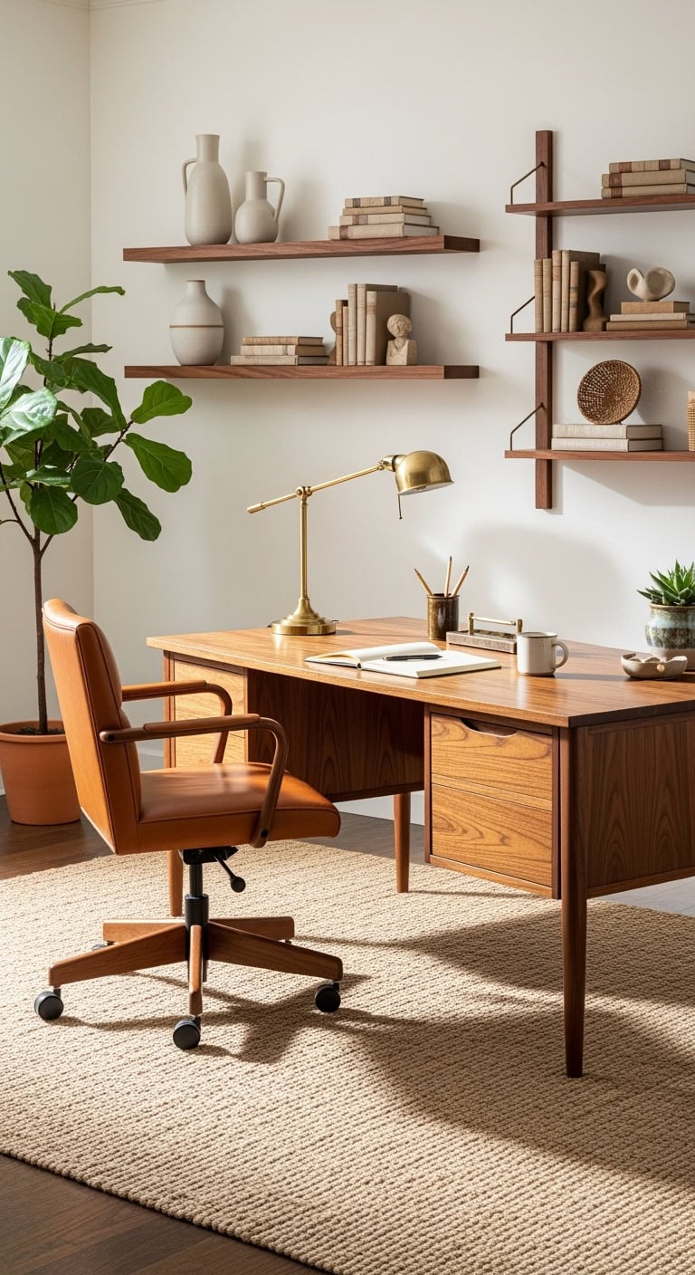 Mid-century walnut office