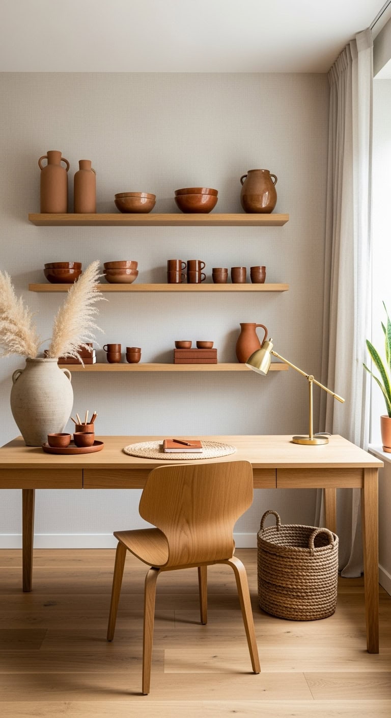 Warm clay pottery accents