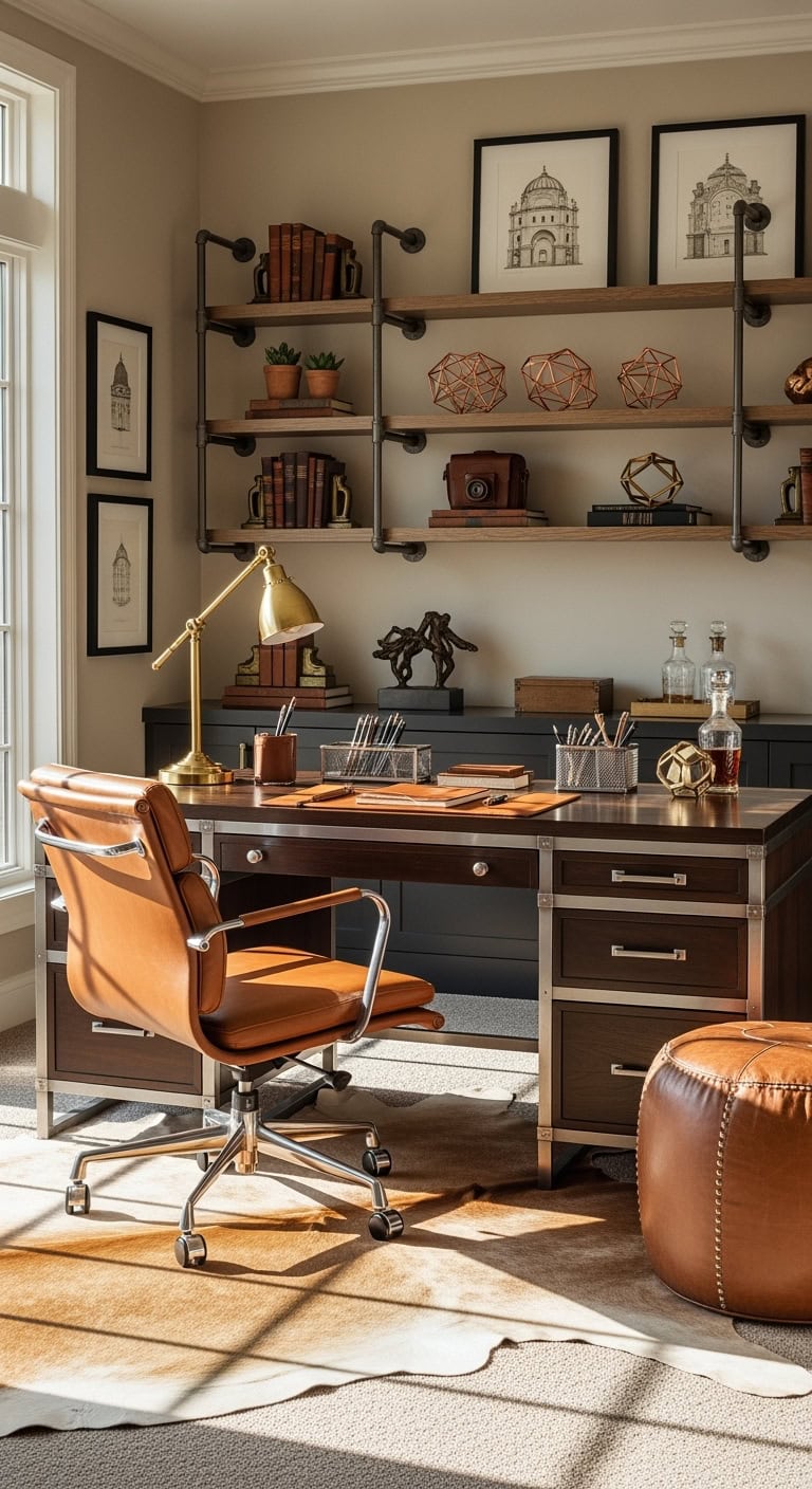 Luxurious industrial style home office