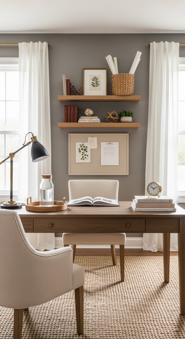 Cozy and sophisticated warm gray walls