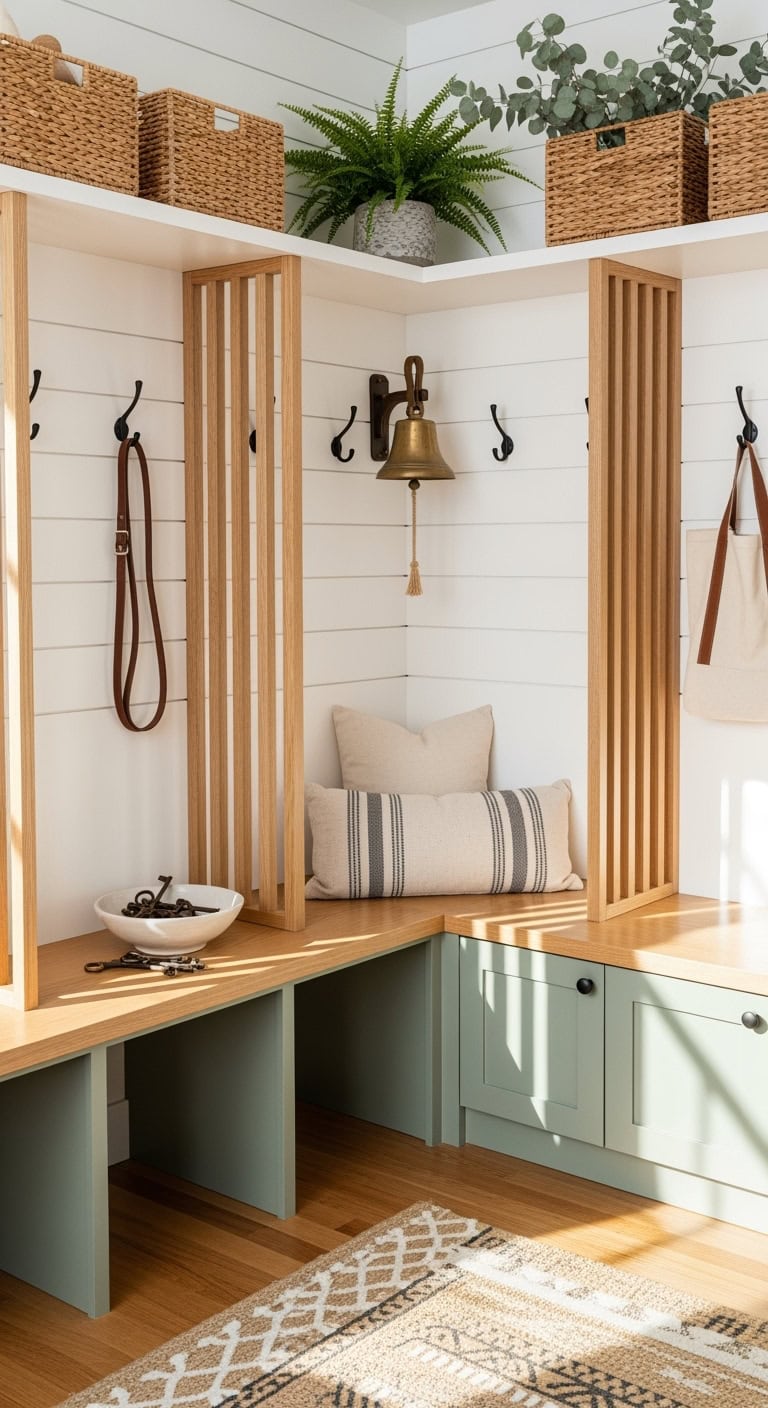 corner mudroom lockers with bench