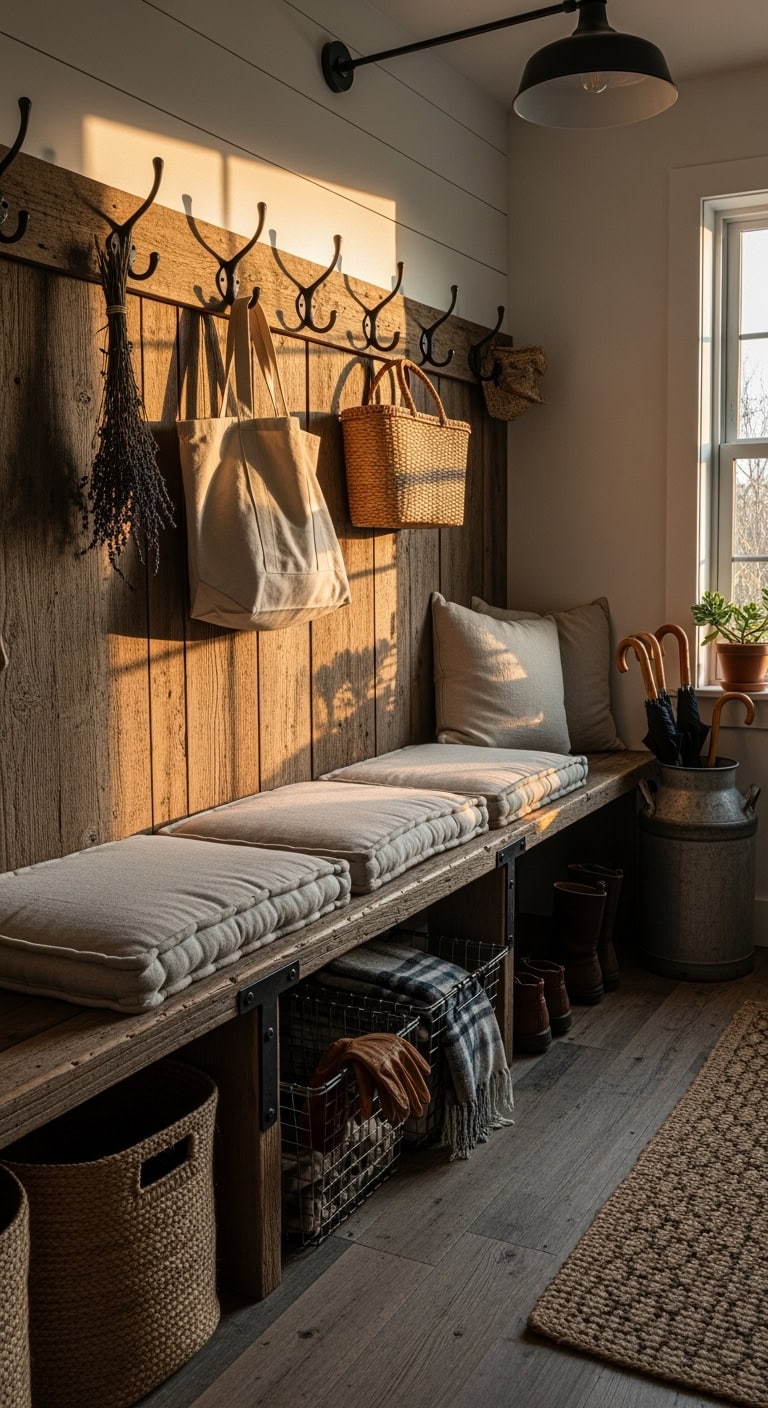 cozy farmhouse mudroom charm