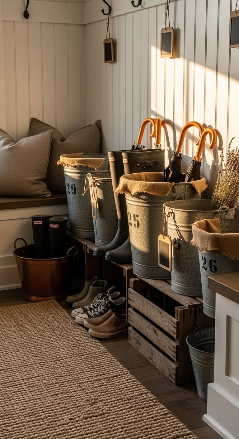 rustic organized functional boot storage