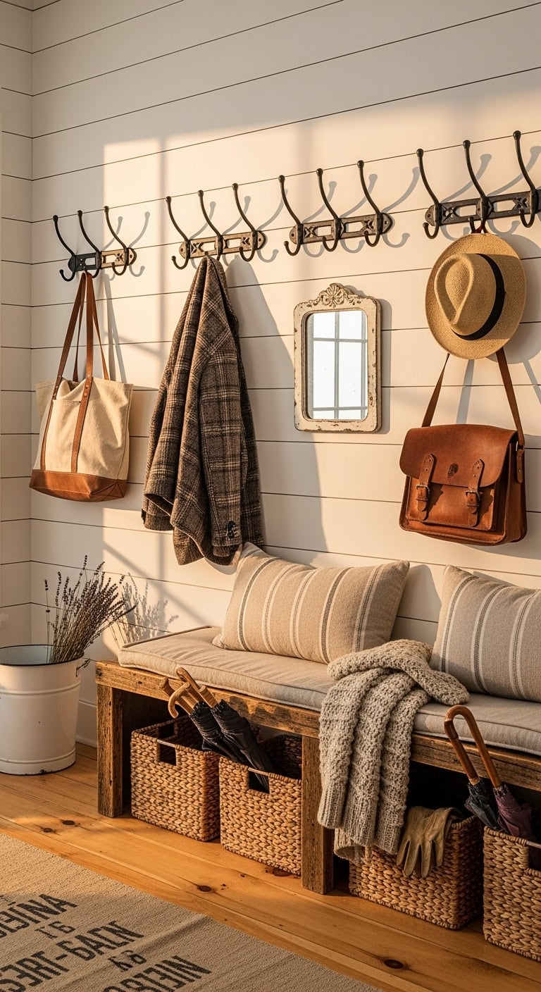 vintage farmhouse functional mudroom charm