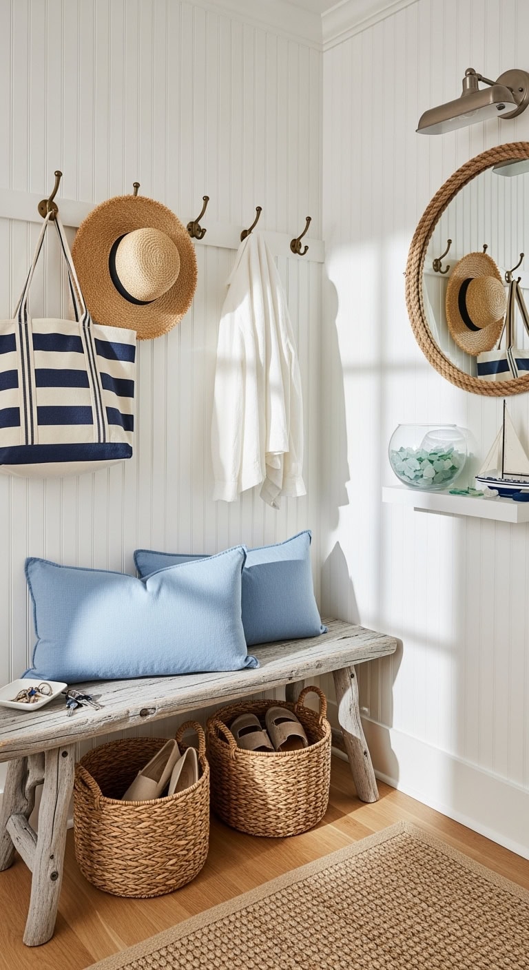 coastal charm beadboard nautical hooks