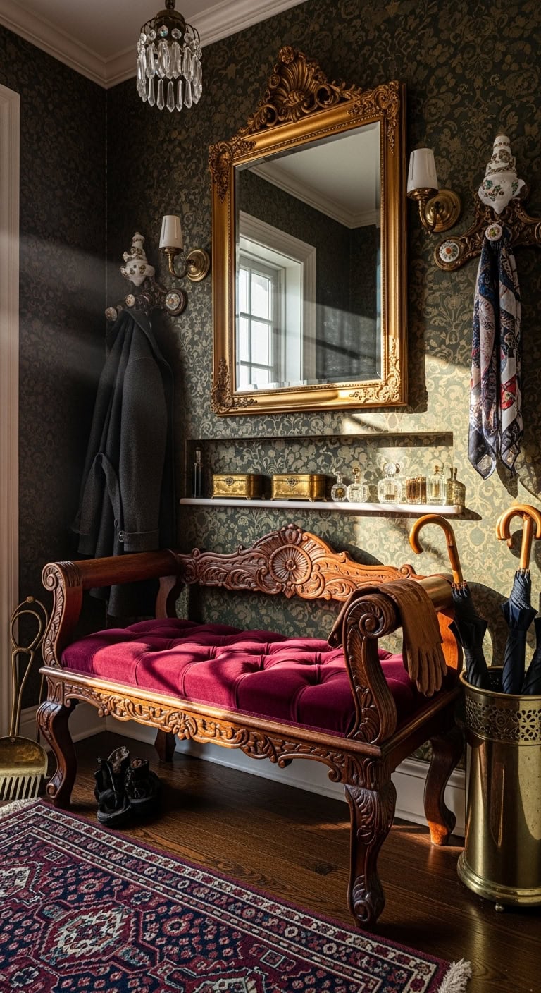 victorian opulent entryway nook