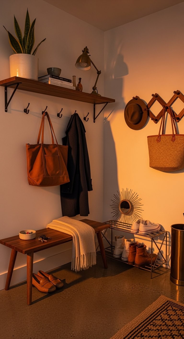 mid century modern minimalist mudroom inspiration