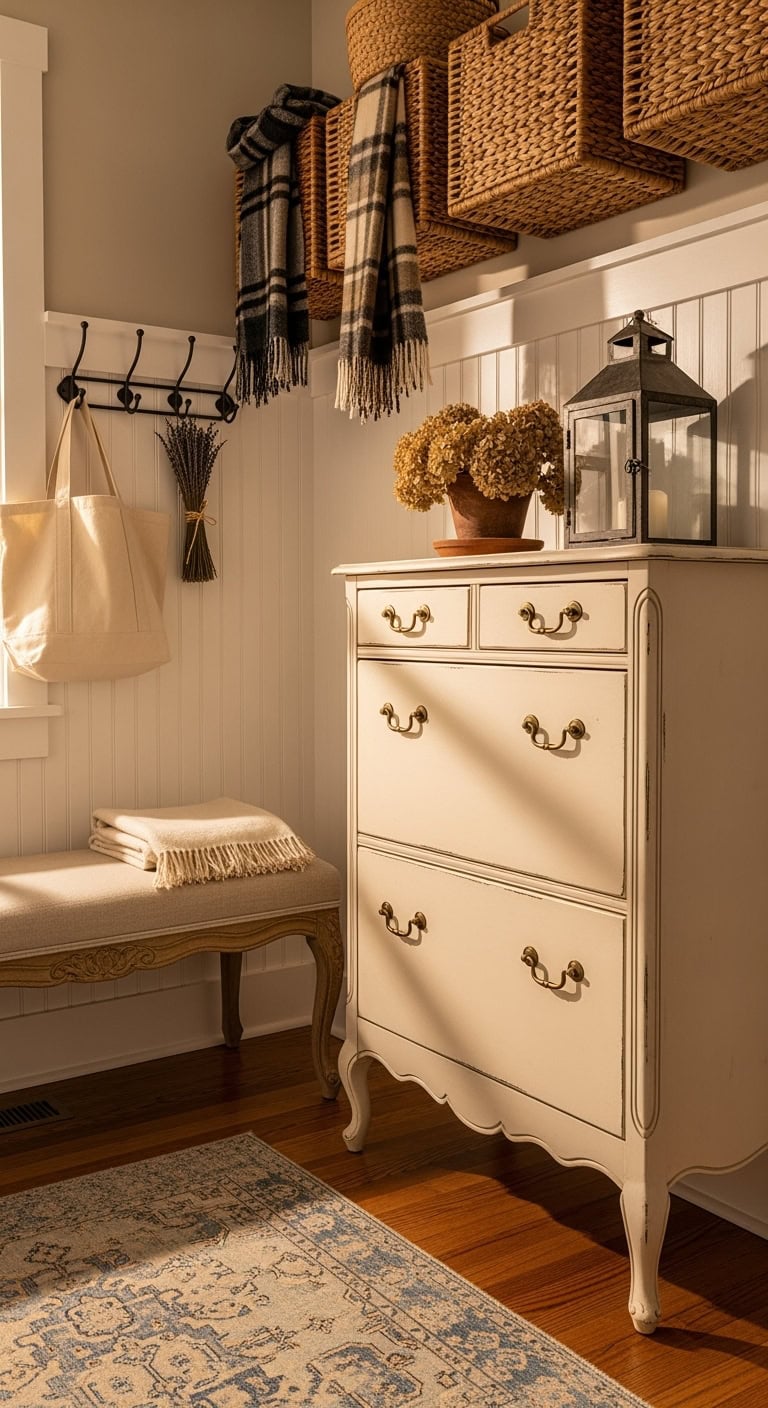 rustic vintage french provincial shoe cabinet