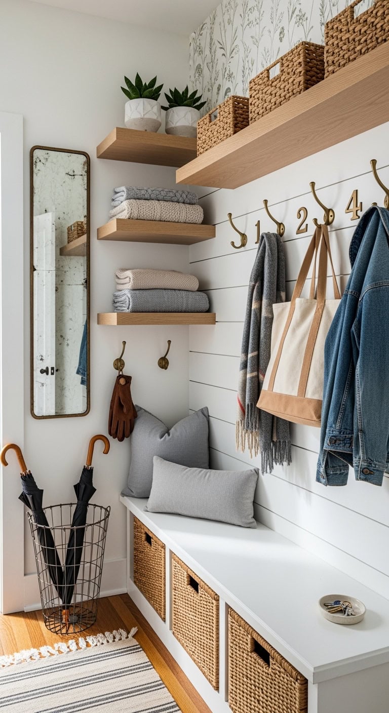 versatile compact personalized mudroom storage
