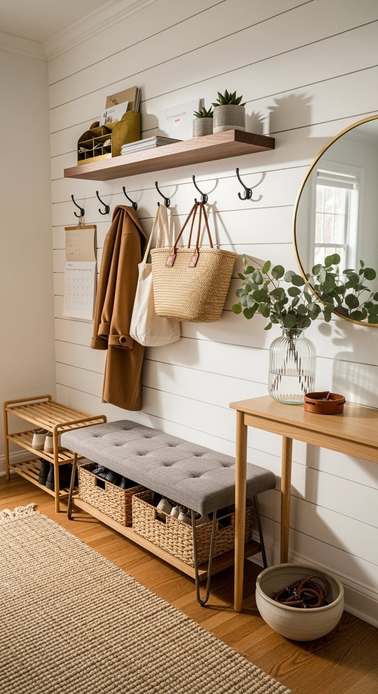 organized entryway storage and display