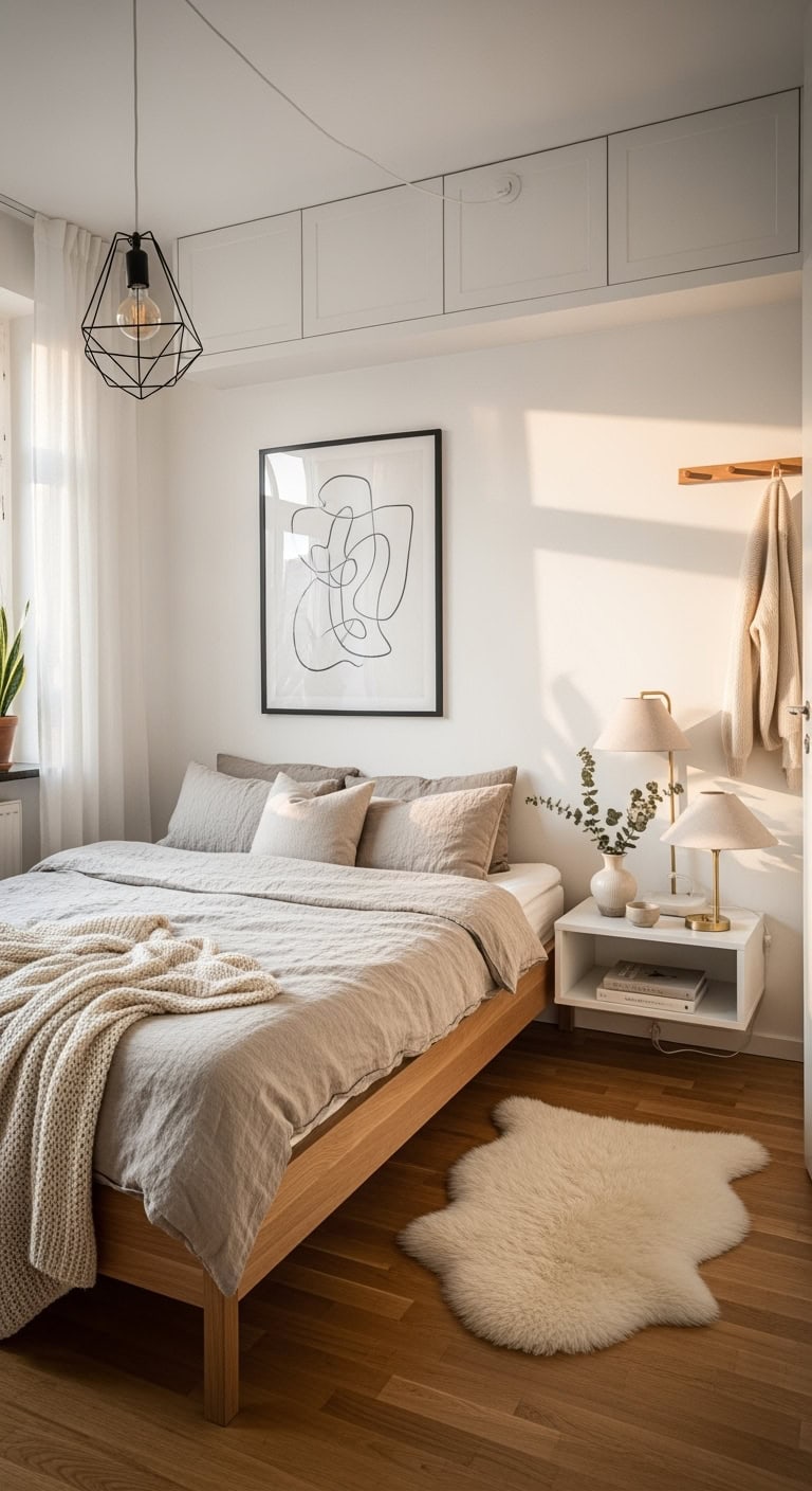 cozy minimalist Scandinavian bedroom retreat