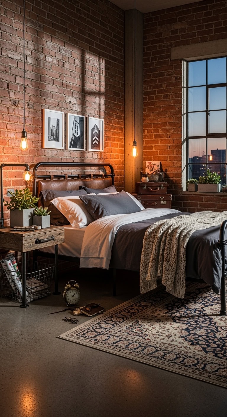 industrial loft bedroom oasis