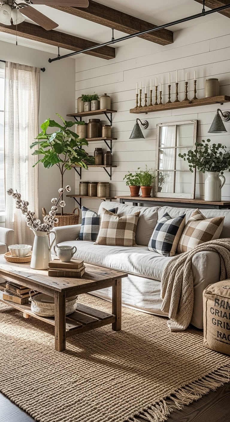 Rustic farmhouse living room