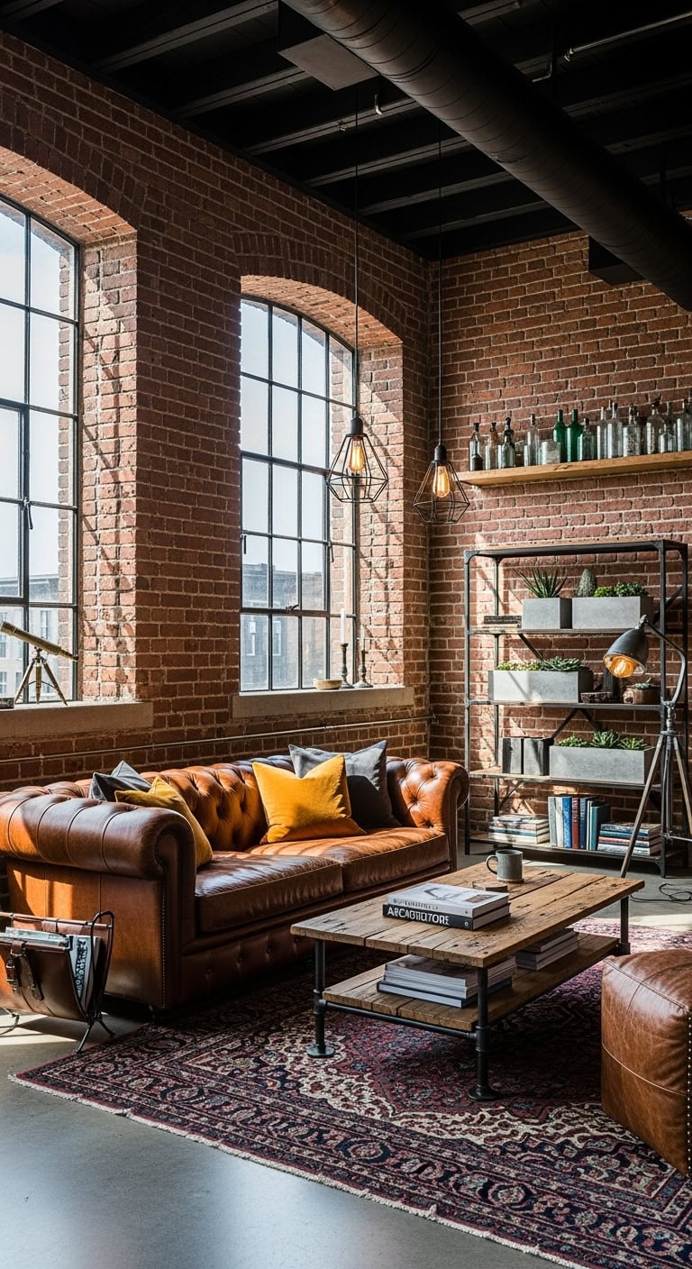 Industrial loft living room