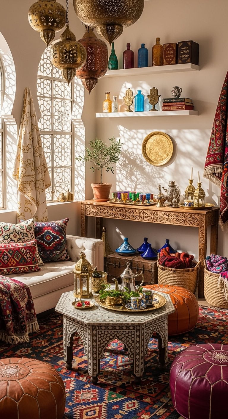 Colorful Moroccan living room