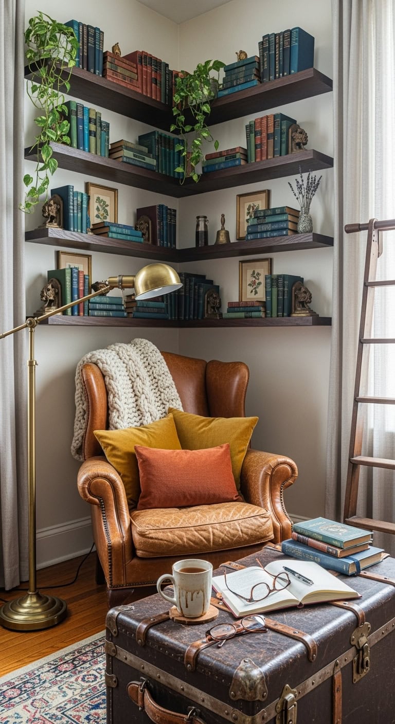 Cozy vintage reading corner