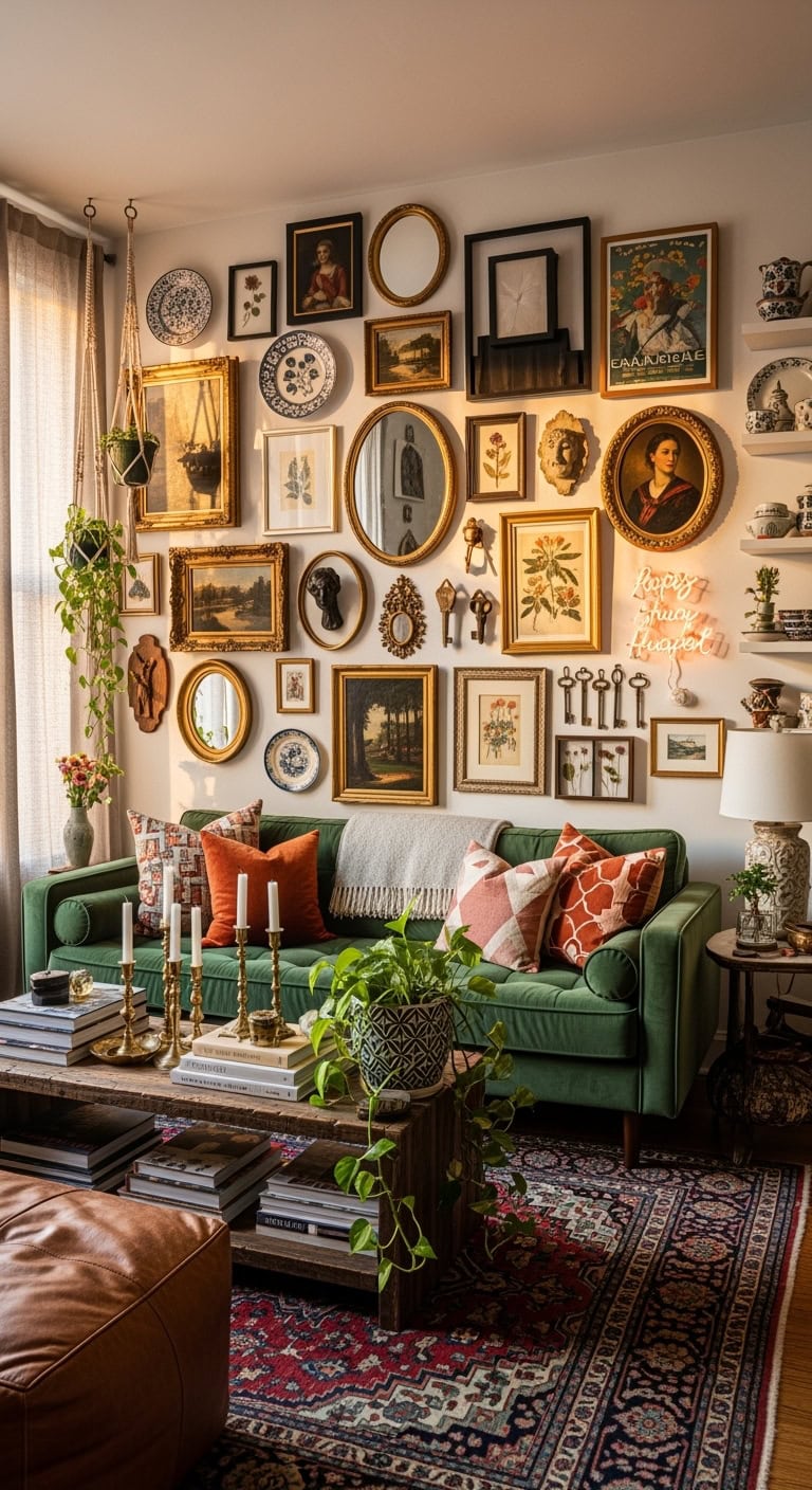 Eclectic gallery wall