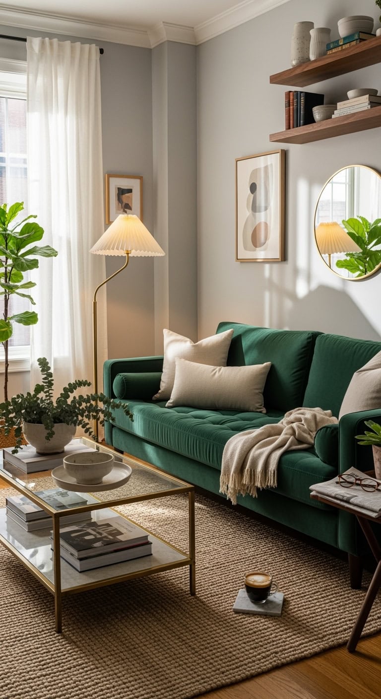 Luxurious velvet sofa