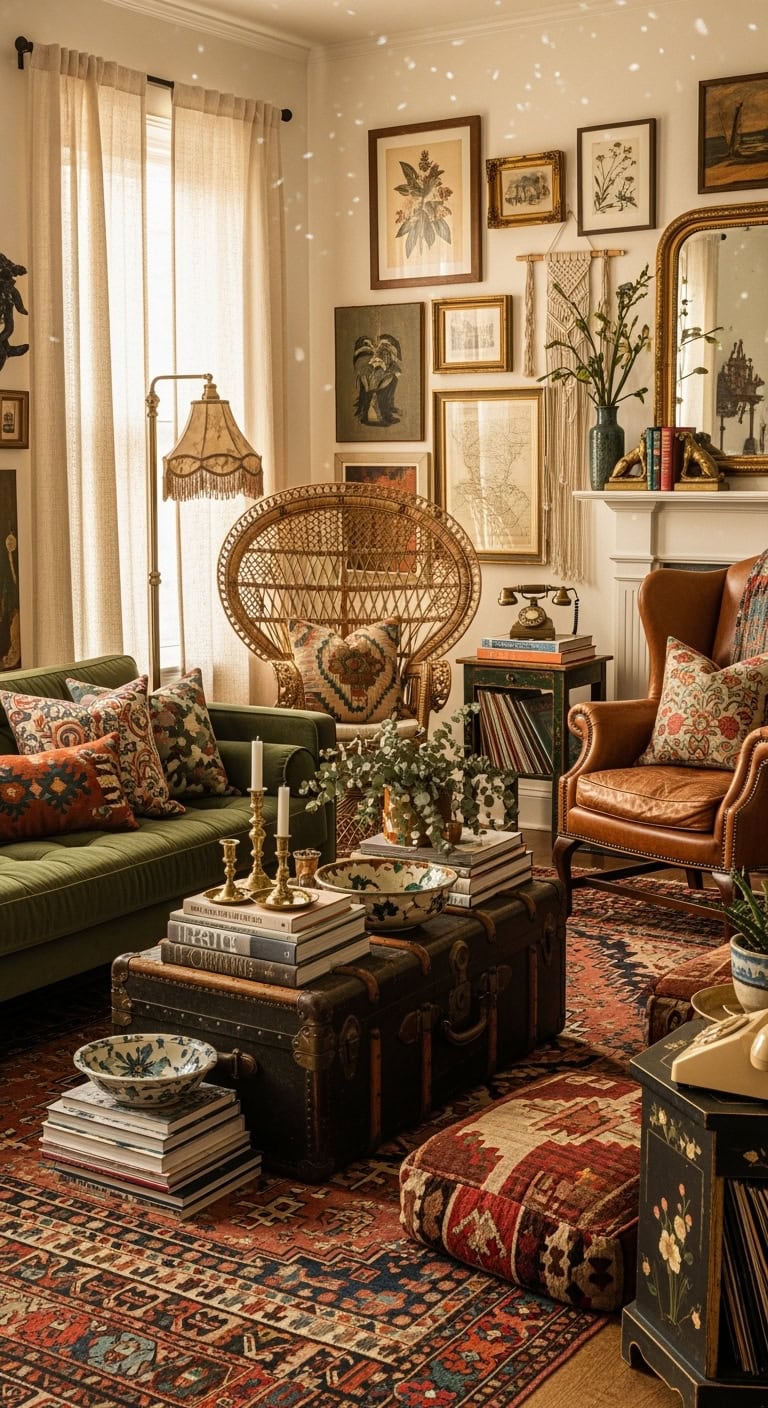 Eclectic thrifted living room