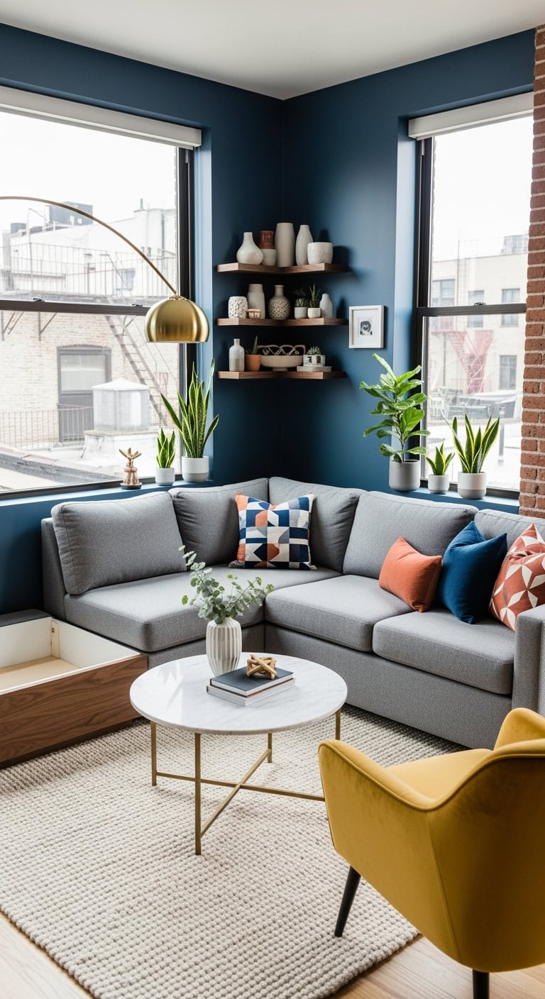 cozy corner with L-shaped sofa